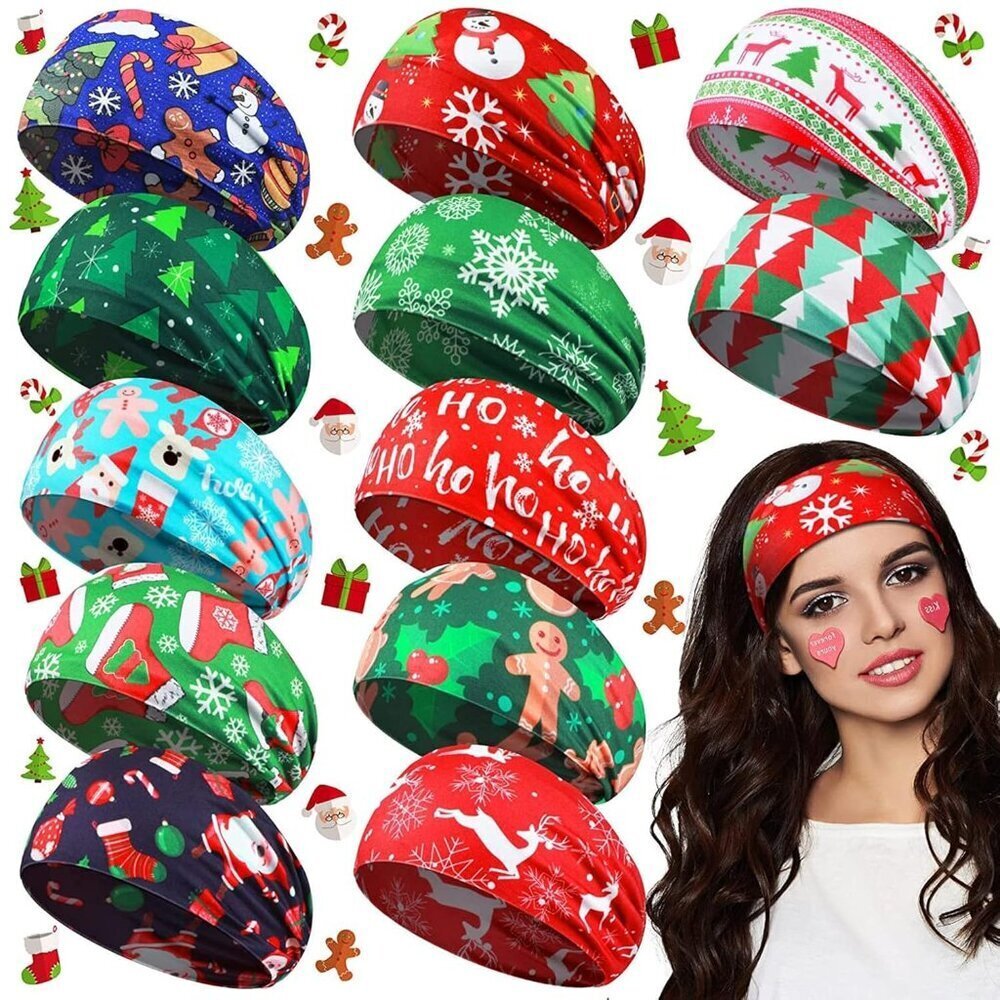 12 Pcs Christmas Hair Accessories Set Non Slip Head Wraps for Women